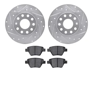 R1 Concepts WGYN1-74023 Drilled & Slotted Silver Rotor Set W/ Semi-Met Pads
